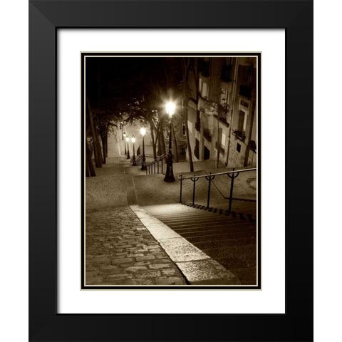 Montmartre Paris Black Modern Wood Framed Art Print with Double Matting by Ratsenskiy, Vadim