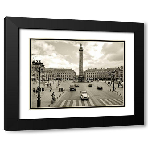 Place Vendome Paris Black Modern Wood Framed Art Print with Double Matting by Ratsenskiy, Vadim