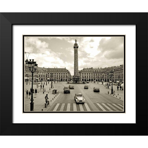 Place Vendome Paris Black Modern Wood Framed Art Print with Double Matting by Ratsenskiy, Vadim