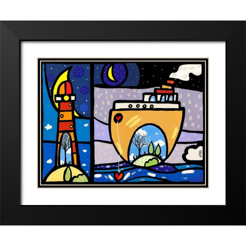 Inside + New Ark Black Modern Wood Framed Art Print with Double Matting by Wallas