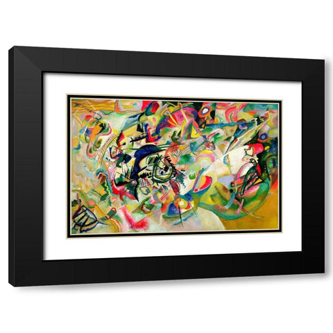 Composition No. 7 Black Modern Wood Framed Art Print with Double Matting by Kandinsky, Wassily