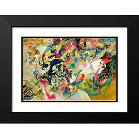Composition No. 7 Black Modern Wood Framed Art Print with Double Matting by Kandinsky, Wassily