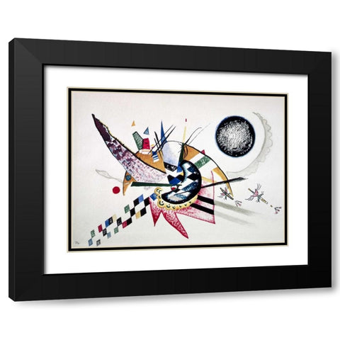 Watercolor Painting of Composition Black Modern Wood Framed Art Print with Double Matting by Kandinsky, Wassily