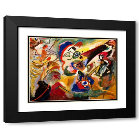 Fragment II for Composition VII Black Modern Wood Framed Art Print with Double Matting by Kandinsky, Wassily