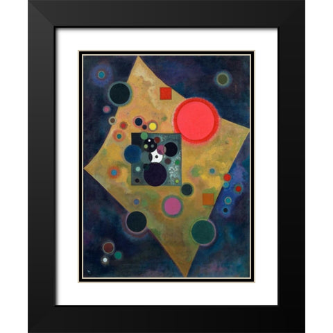 Pink Accent Black Modern Wood Framed Art Print with Double Matting by Kandinsky, Wassily