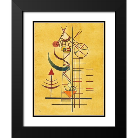 Curved Tips Black Modern Wood Framed Art Print with Double Matting by Kandinsky, Wassily