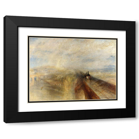 Rain, Steam and Speed, The Great Western Railway Black Modern Wood Framed Art Print with Double Matting by William, Turner