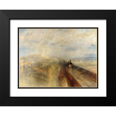 Rain, Steam and Speed, The Great Western Railway Black Modern Wood Framed Art Print with Double Matting by William, Turner