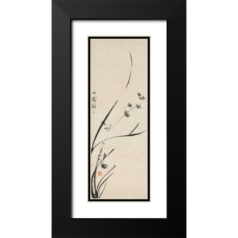 Orchids  Black Modern Wood Framed Art Print with Double Matting by Anonymous
