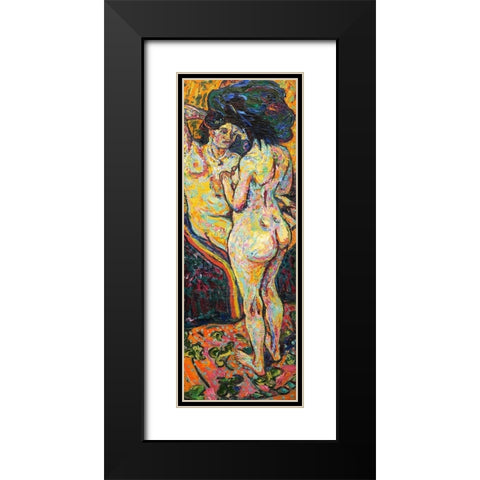 Two Nudes Black Modern Wood Framed Art Print with Double Matting by Kirchner, Ernst Ludwig