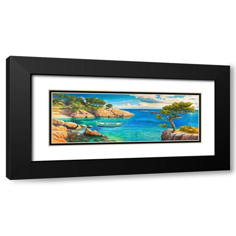 Verde Mediterraneo Black Modern Wood Framed Art Print with Double Matting by Galasso, Adriano