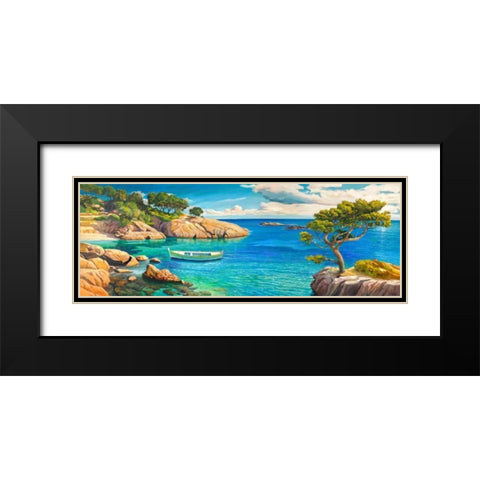 Verde Mediterraneo Black Modern Wood Framed Art Print with Double Matting by Galasso, Adriano