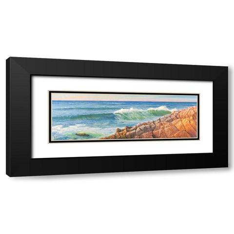 Onde sulla scogliera Black Modern Wood Framed Art Print with Double Matting by Galasso, Adriano
