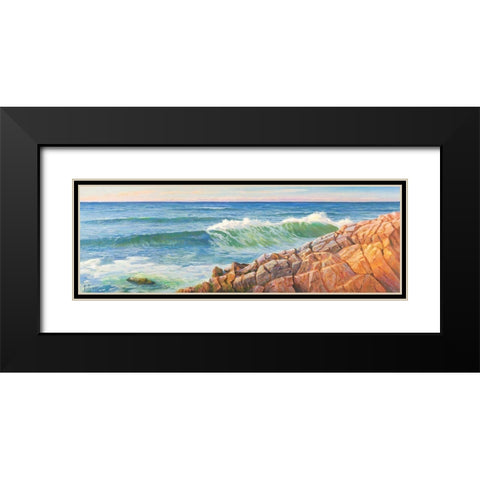 Onde sulla scogliera Black Modern Wood Framed Art Print with Double Matting by Galasso, Adriano