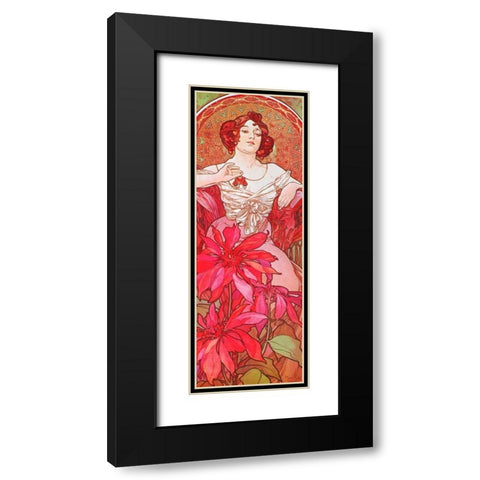 Ruby Black Modern Wood Framed Art Print with Double Matting by Mucha, Alphonse