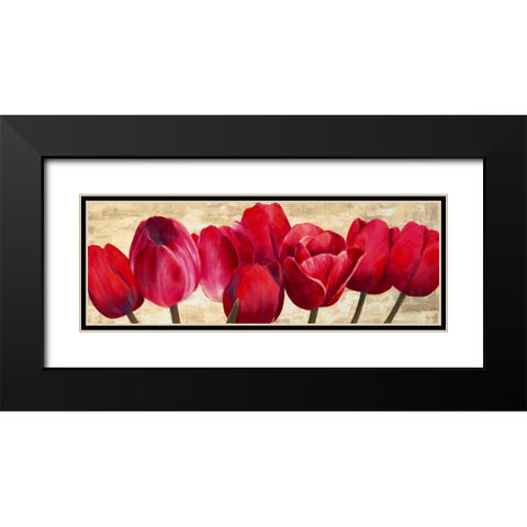 Red Tulips Black Modern Wood Framed Art Print with Double Matting by Ann, Cynthia