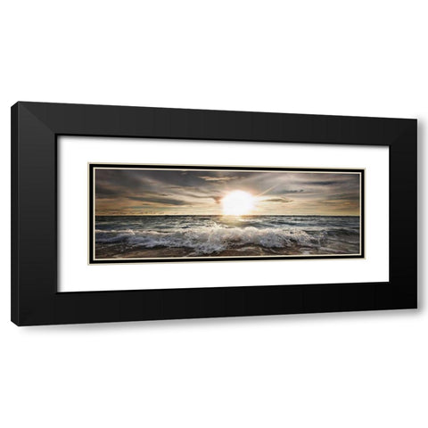 Sun shining over rocky waves Black Modern Wood Framed Art Print with Double Matting by Busch, Niels