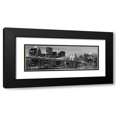Brooklyn Bridge at Night Black Modern Wood Framed Art Print with Double Matting by Anonymous