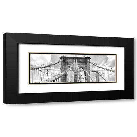 Morning on Brooklyn Bridge, NYC Black Modern Wood Framed Art Print with Double Matting by Anonymous