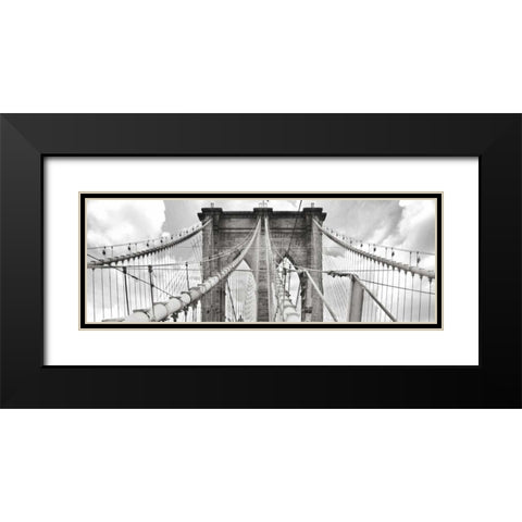Morning on Brooklyn Bridge, NYC Black Modern Wood Framed Art Print with Double Matting by Anonymous