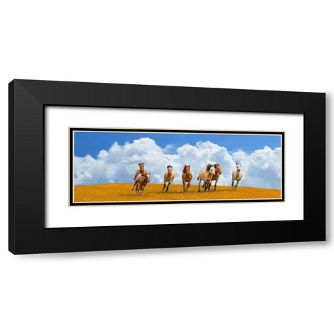 Herd of wild horses (detail) Black Modern Wood Framed Art Print with Double Matting by Pangea Images