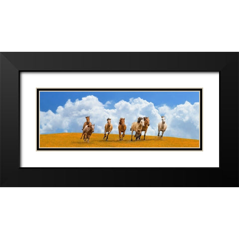Herd of wild horses (detail) Black Modern Wood Framed Art Print with Double Matting by Pangea Images