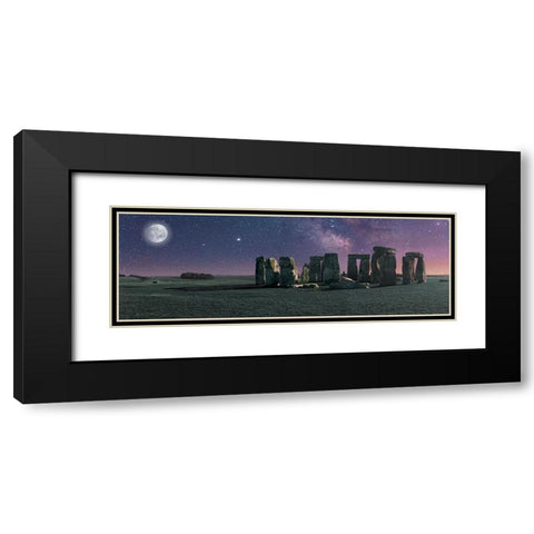 Stonehenge Moon Black Modern Wood Framed Art Print with Double Matting by Pangea Images