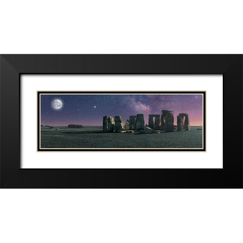 Stonehenge Moon Black Modern Wood Framed Art Print with Double Matting by Pangea Images
