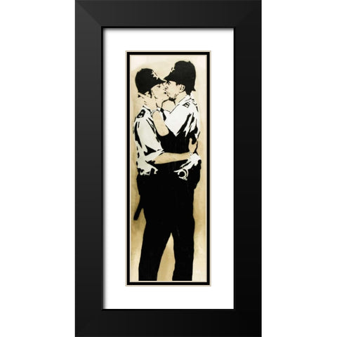 Trafalgar Street, Brighton (graffiti attributed to Banksy) Black Modern Wood Framed Art Print with Double Matting by Anonymous (attributed to Banksy)
