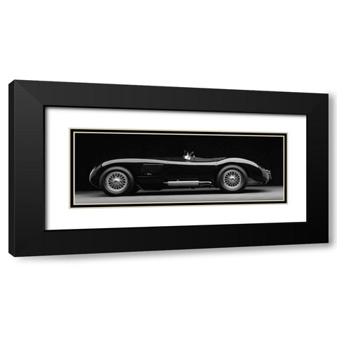 1951 Jaguar C-Type (BW) Black Modern Wood Framed Art Print with Double Matting by Heiny, Don