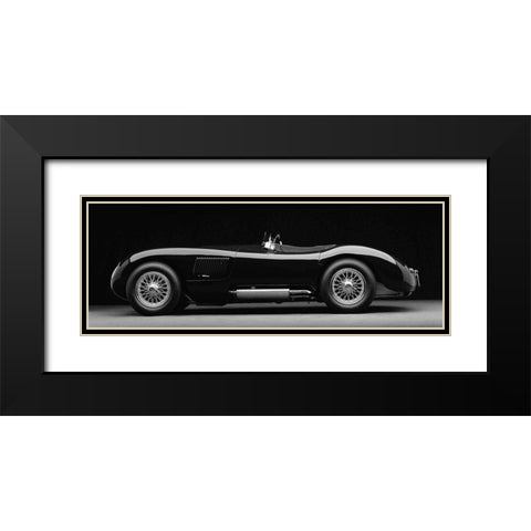 1951 Jaguar C-Type (BW) Black Modern Wood Framed Art Print with Double Matting by Heiny, Don