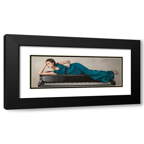 Piano Lady Black Modern Wood Framed Art Print with Double Matting by Duval, Sonya