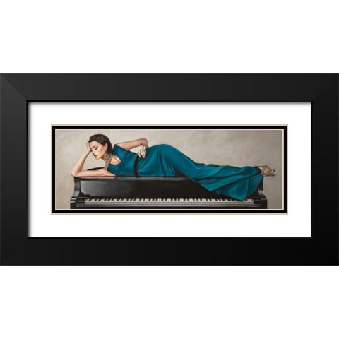 Piano Lady Black Modern Wood Framed Art Print with Double Matting by Duval, Sonya