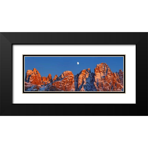 Pale di San Martino and moon, Italy Black Modern Wood Framed Art Print with Double Matting by Krahmer, Frank