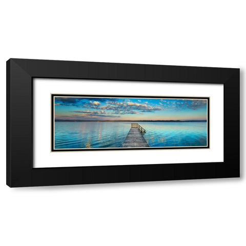Boat ramp and filigree clouds, Bavaria, Germany Black Modern Wood Framed Art Print with Double Matting by Krahmer, Frank