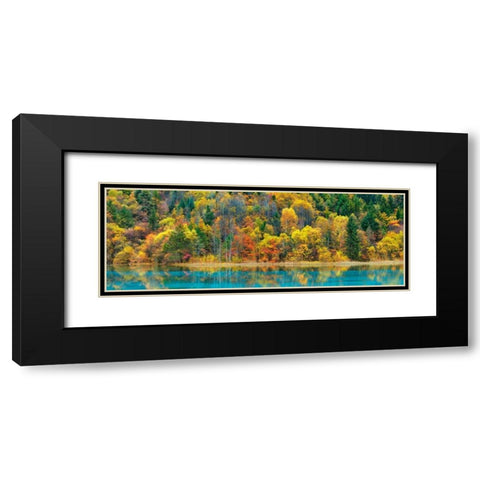Lake and forest in autumn, China Black Modern Wood Framed Art Print with Double Matting by Krahmer, Frank