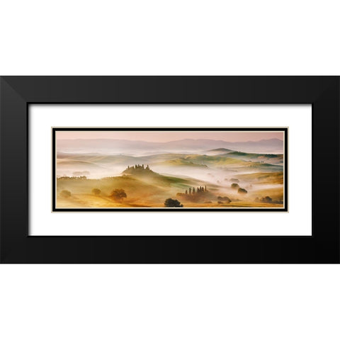 Val dOrcia panorama- Siena- Tuscany Black Modern Wood Framed Art Print with Double Matting by Krahmer, Frank