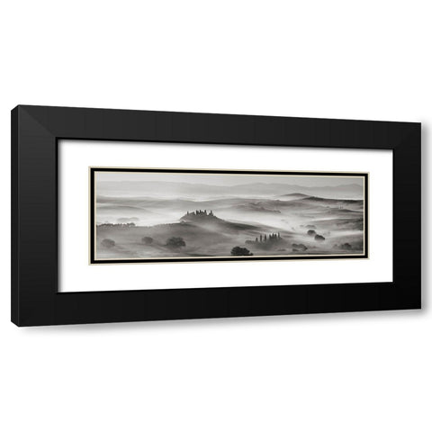 Val dOrcia panorama- Siena- Tuscany (BW) Black Modern Wood Framed Art Print with Double Matting by Krahmer, Frank