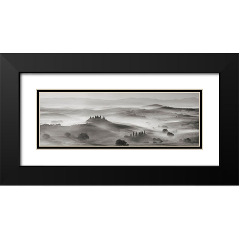 Val dOrcia panorama- Siena- Tuscany (BW) Black Modern Wood Framed Art Print with Double Matting by Krahmer, Frank