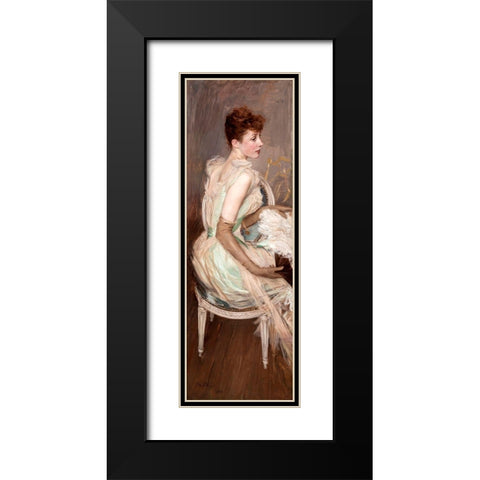 Ritratto della contessa de Leusse Black Modern Wood Framed Art Print with Double Matting by Boldini, Giovanni