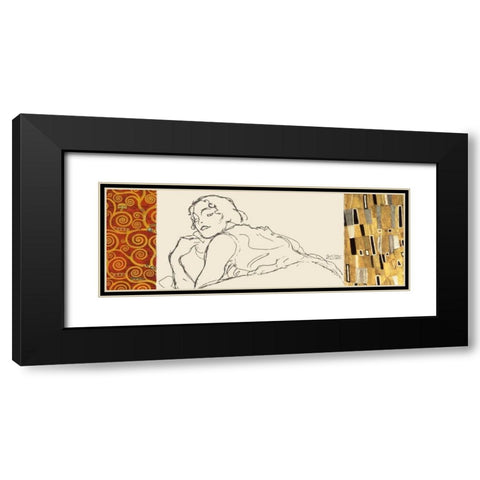 Deco Woman II Black Modern Wood Framed Art Print with Double Matting by Klimt, Gustav