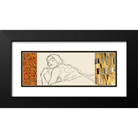 Deco Woman II Black Modern Wood Framed Art Print with Double Matting by Klimt, Gustav