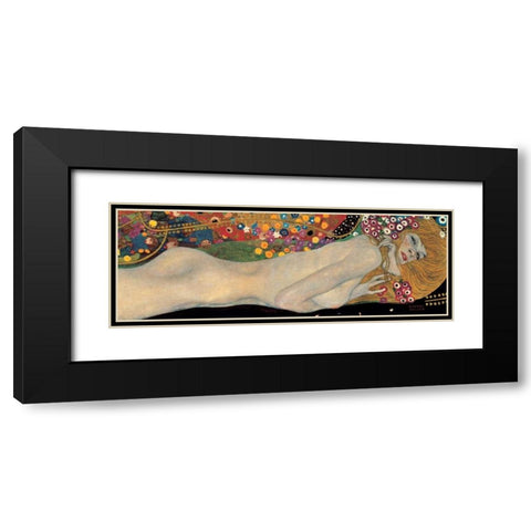 Sea Serpents II Black Modern Wood Framed Art Print with Double Matting by Klimt, Gustav