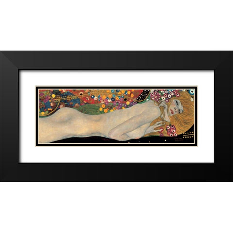 Sea Serpents II Black Modern Wood Framed Art Print with Double Matting by Klimt, Gustav