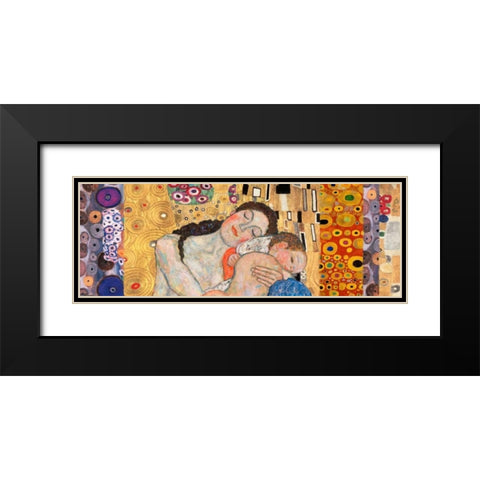 Deco Panel-Death and Life Black Modern Wood Framed Art Print with Double Matting by Klimt, Gustav