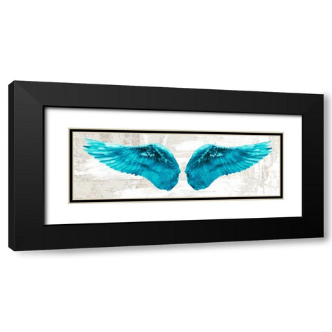 Angel Wings (Aqua) Black Modern Wood Framed Art Print with Double Matting by Joannoo