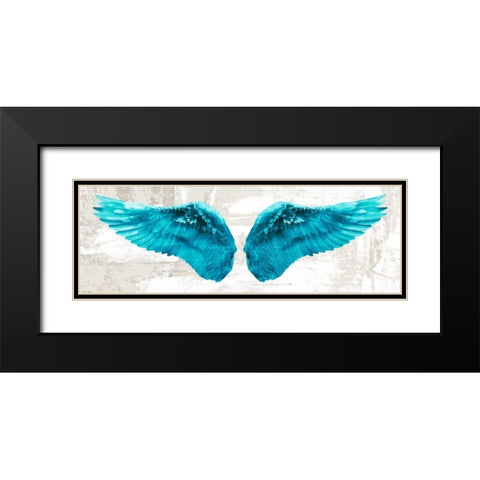 Angel Wings (Aqua) Black Modern Wood Framed Art Print with Double Matting by Joannoo