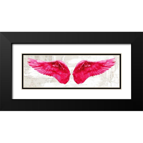 Angel Wings (Pink) Black Modern Wood Framed Art Print with Double Matting by Joannoo