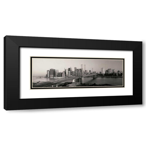 Brooklyn Bridge and Manhattan at Sunrise Black Modern Wood Framed Art Print with Double Matting by Sohm, Joseph