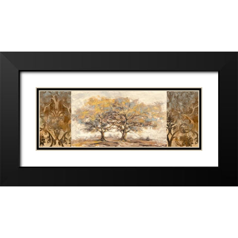 Golden trees Black Modern Wood Framed Art Print with Double Matting by Lucas